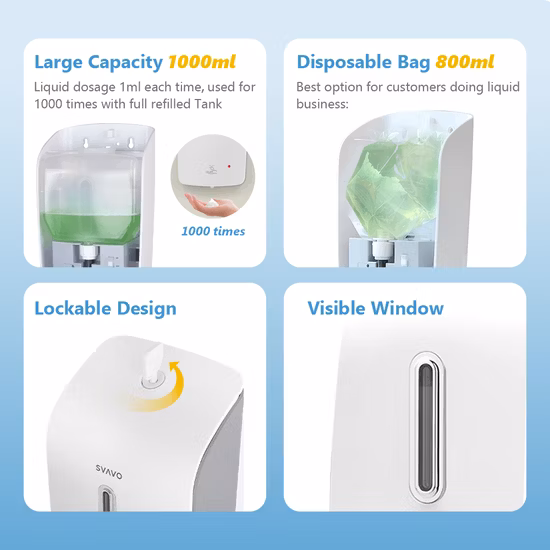 Dispenser automatico di sapone gel liquido con sensore da 1000 ml per tavolo ospedaliero