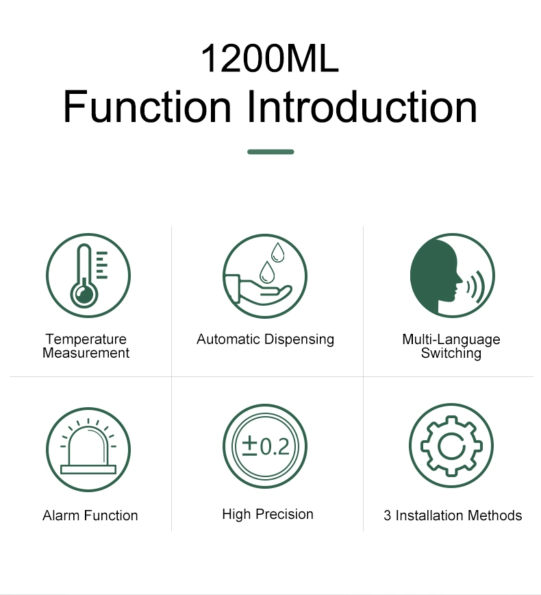 Table Top Electric Digital Temperature Thermal Scanner Large Capacity 1200ml Alcohol Disinfection Soap Dispenser